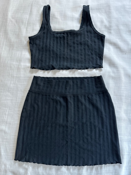 Offline Dresses & Skirts - OFFLINE By Aerie OG Groove Black Ribbed Crop Top & Mini Skirt Coord Set | M
